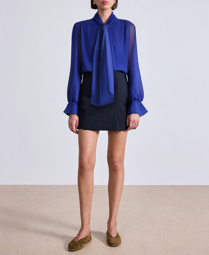 blue-v-neck-pleated-womens-business-formal-suit