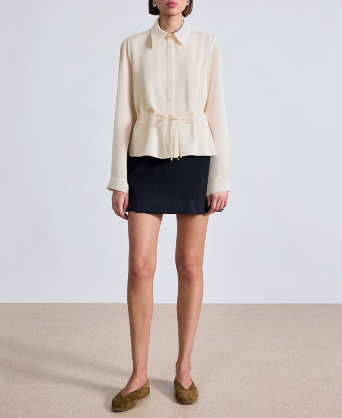 beige-pleated-satin-womens-business-formal-suit