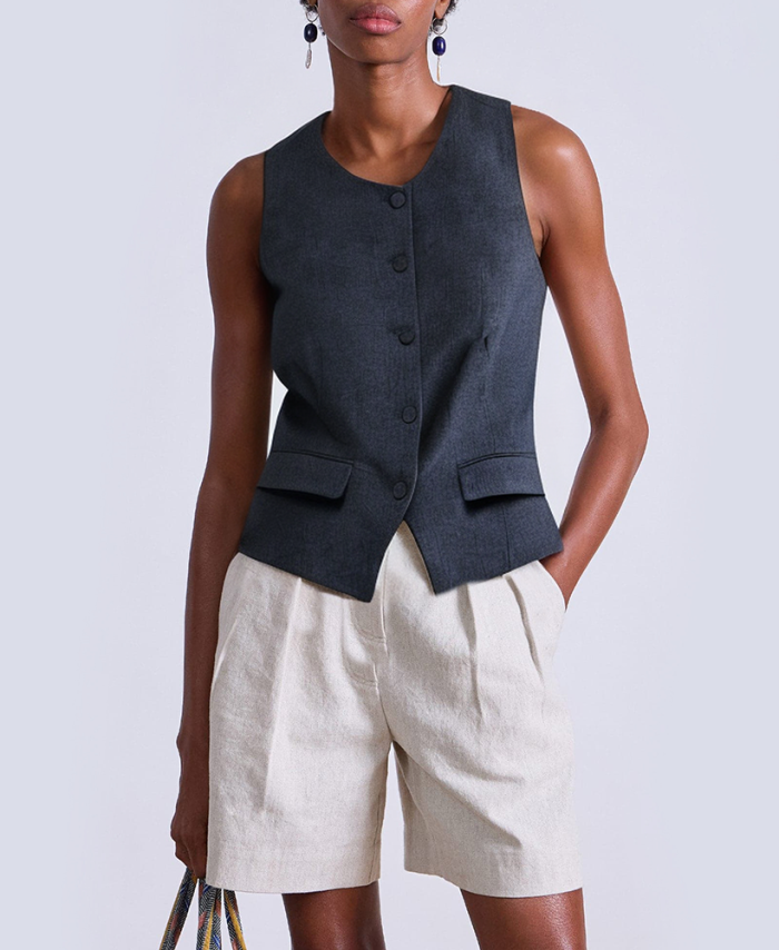 versatile-button-sleeveless-vest-for-women