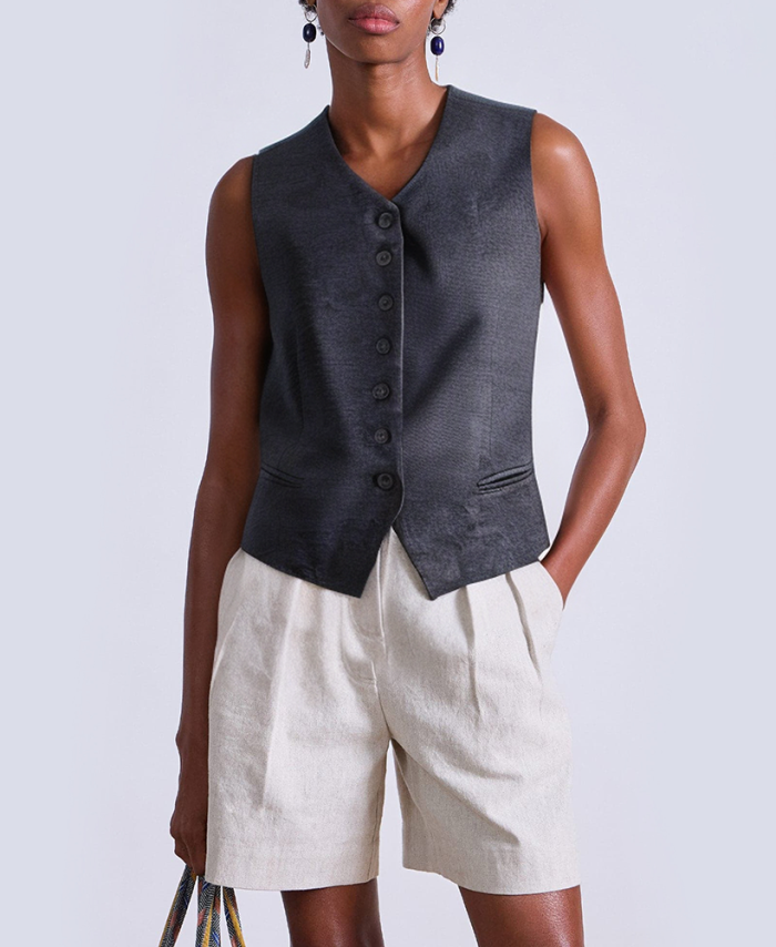 v-neck-sleeveless-button-down-vest-for-women