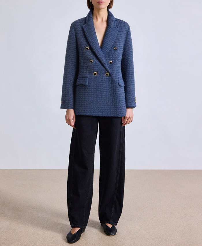 blue-textured-double-breasted-womens-blazer