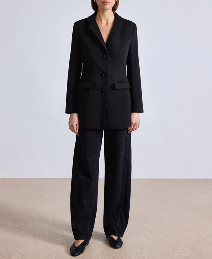 black-casual-mid-length-suit-jacket-for-women