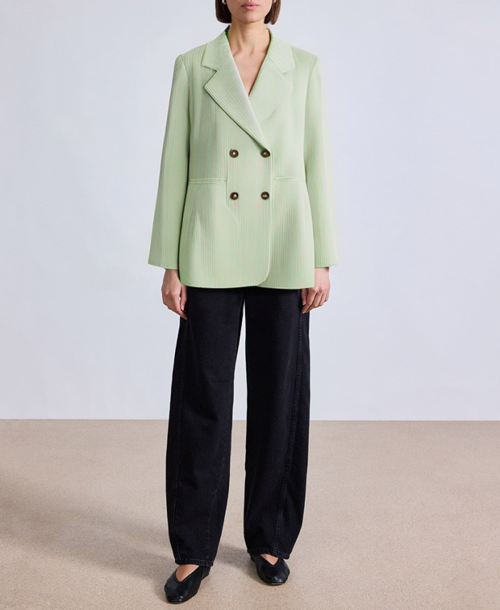 green-striped-double-breasted-womens-blazer