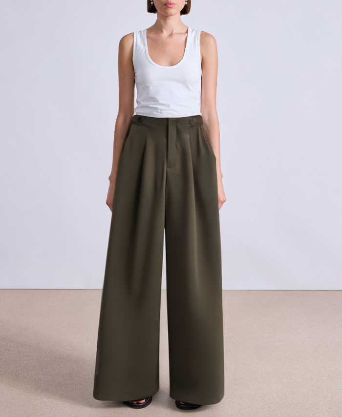 green-high-waist-wide-leg-womens-suit-pants