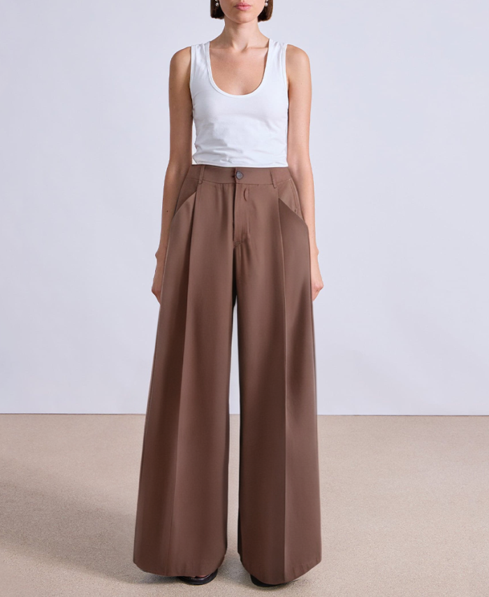 brown-mid-rise-wide-leg-womens-suit-pants